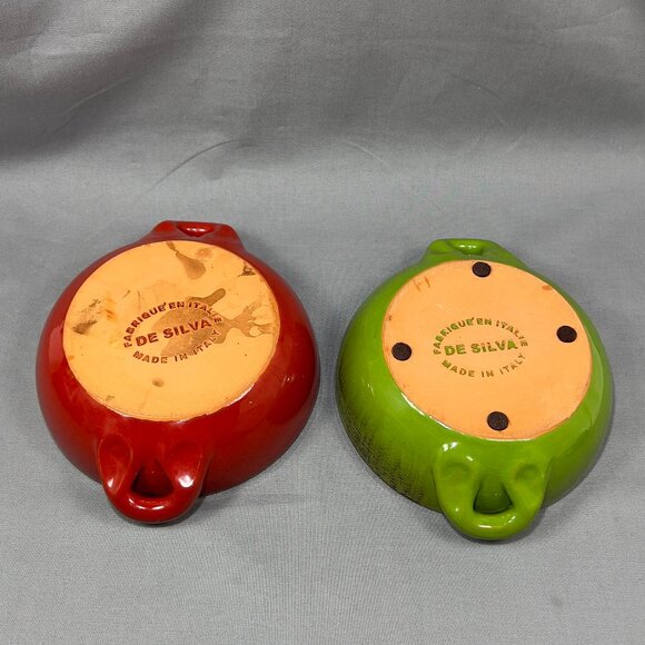 De Silva Earthenware Terracotta Pottery Glazed Green Casserole Chili Bowl Italy - Picture 6 of 13